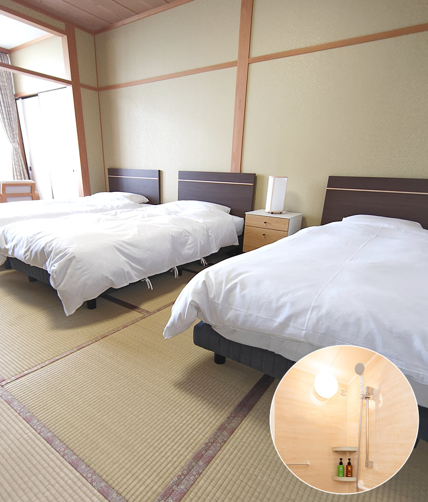 温泉シャワー室付和室トリプルベッド